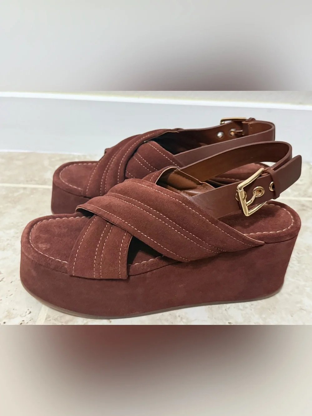 Free People Women's Beach Party Platform Sandals In Cathay Spice Suede